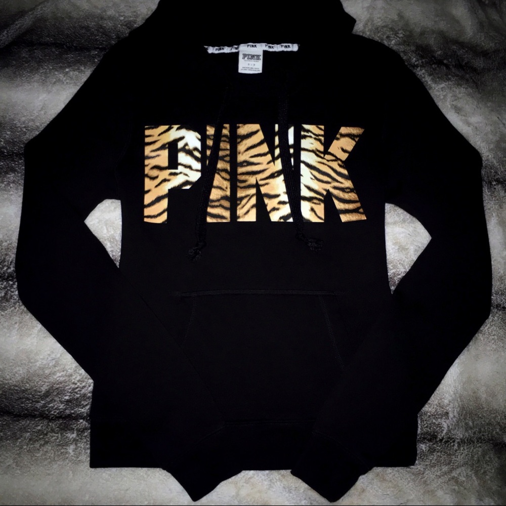 👸🏻VS Pink Tiger Logo Funnel Neck Hoodie🐅 - Picture 4 of 4